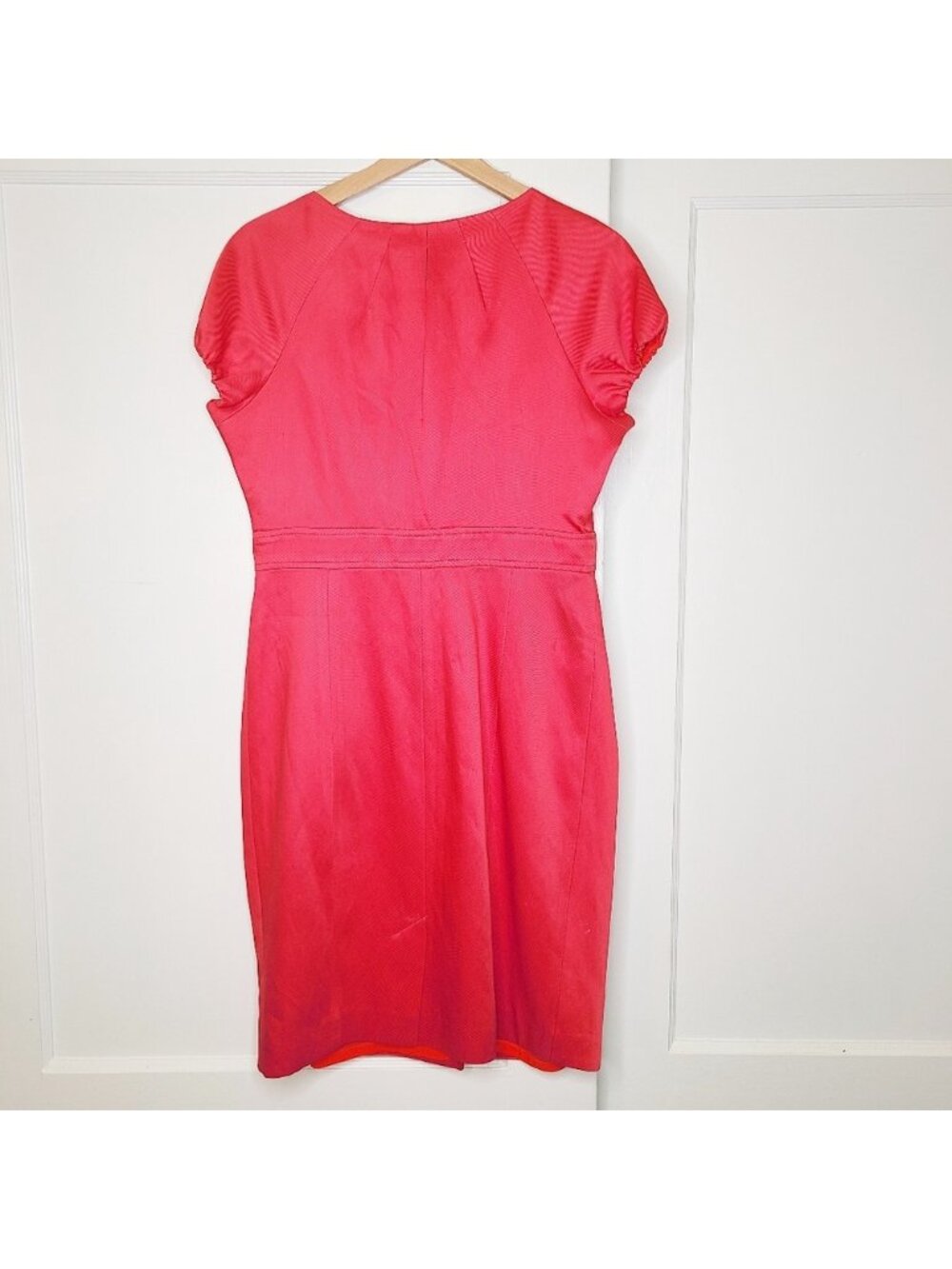 Pink Button Front Sheath Dress with Pockets - Picture 5 of 6